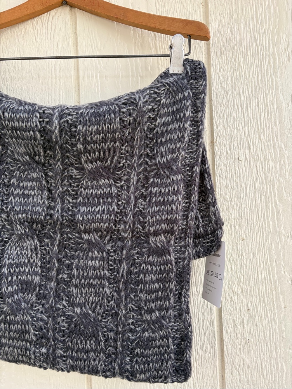 Unisex Large warm knitted long winter scarf Gray - Picture 14 of 15